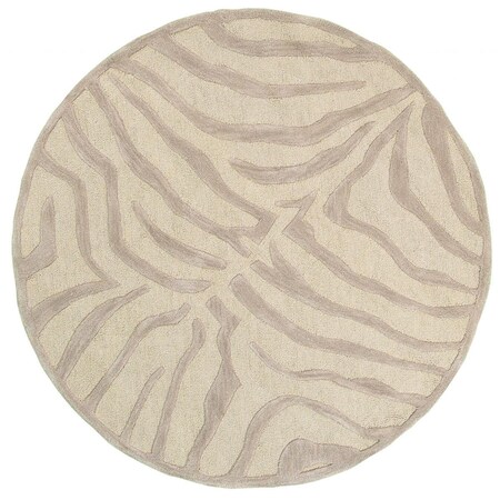 Palacedesigns 3 ft. Round Taupe Zebra Pattern Area Rug PA3087167